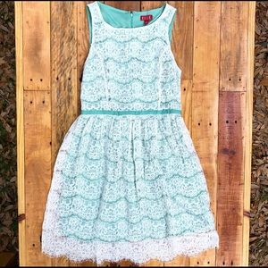 ELLE: Summer Dress-Aqua/White Lace-Size 10